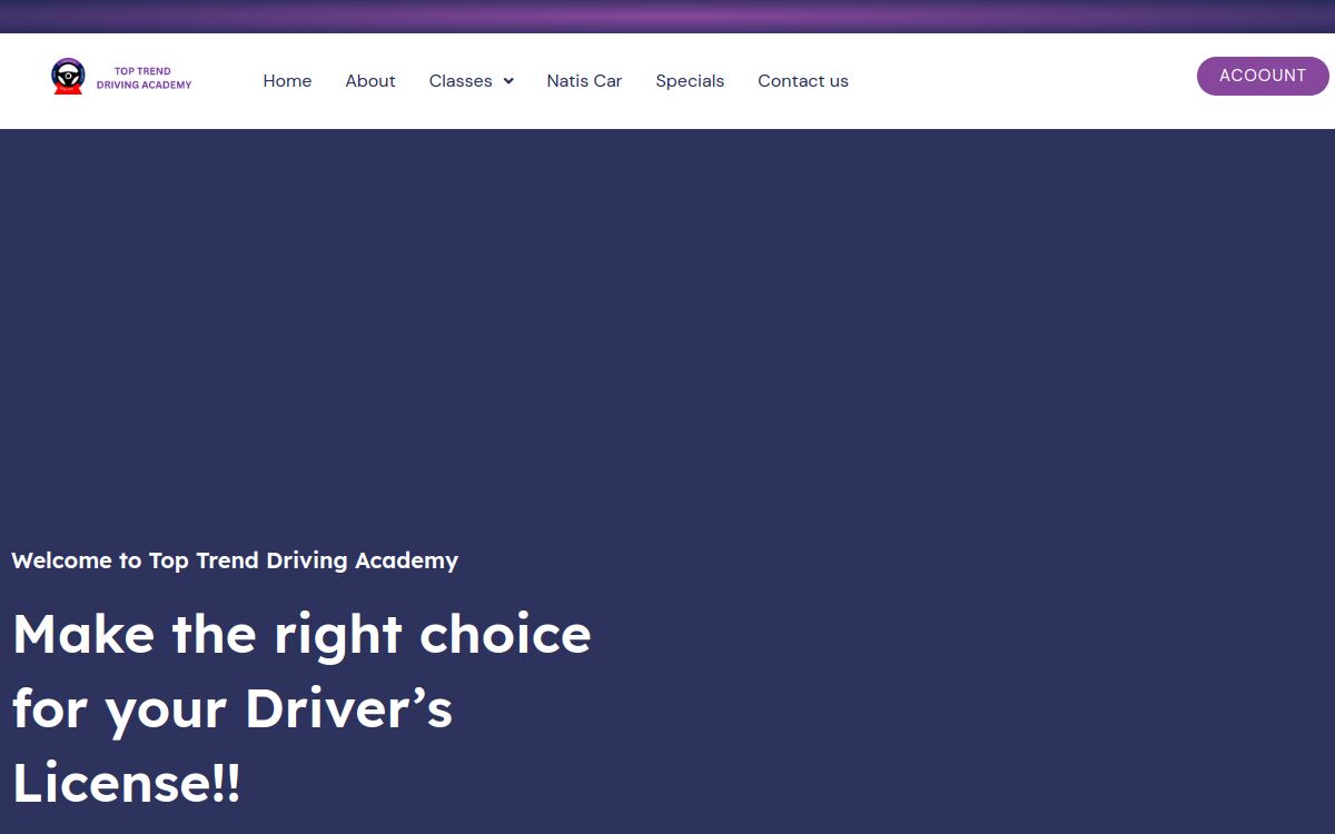 Top Trend Academy — Top Trend Academy — a driving-school site that books lessons, not contact forms