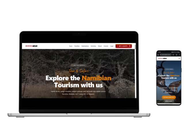 M Tour Safaris — M Tour Safaris — a fast, photo-first showcase for a Namibian safari operator