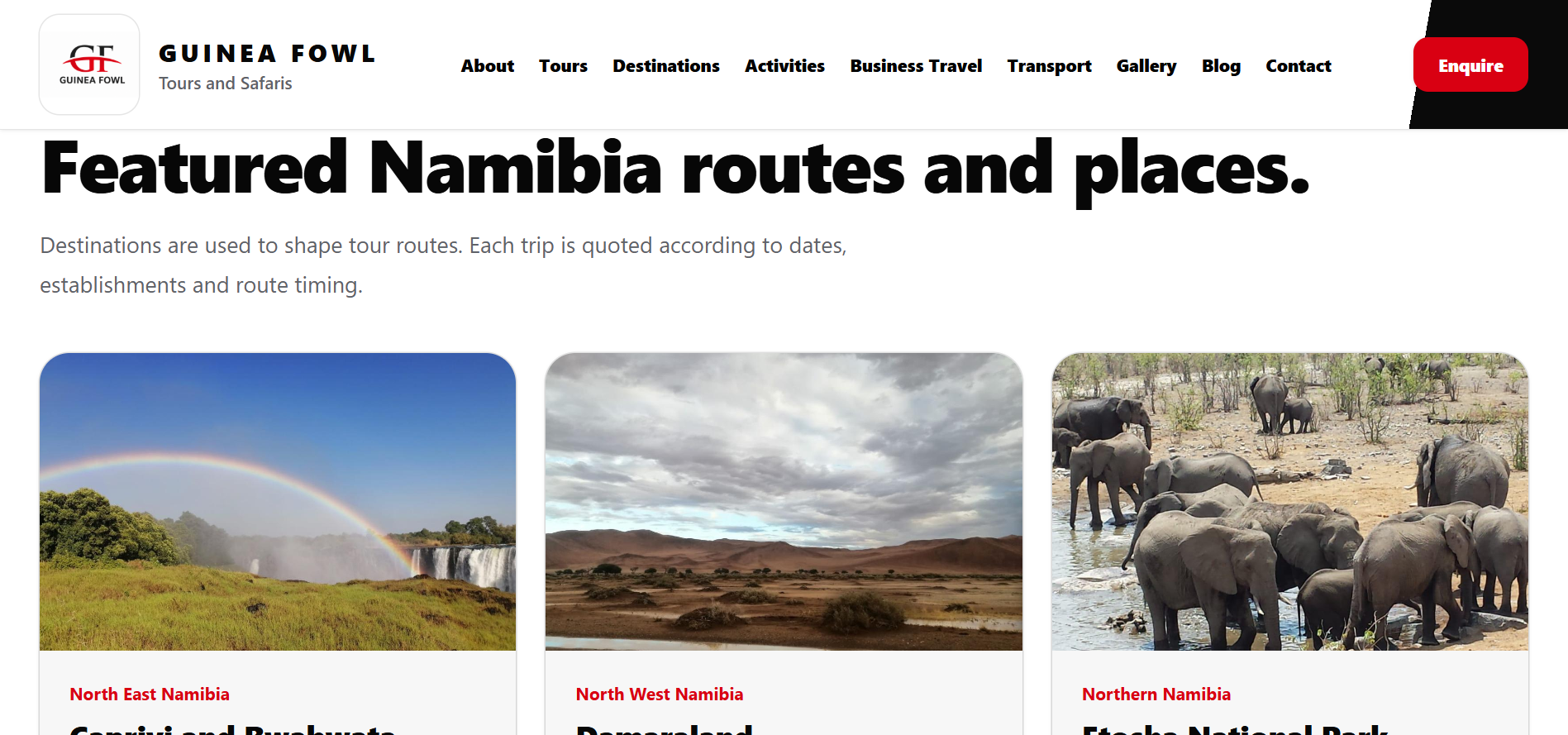 The destination pages help travellers explore different locations and plan their journeys more effectively.