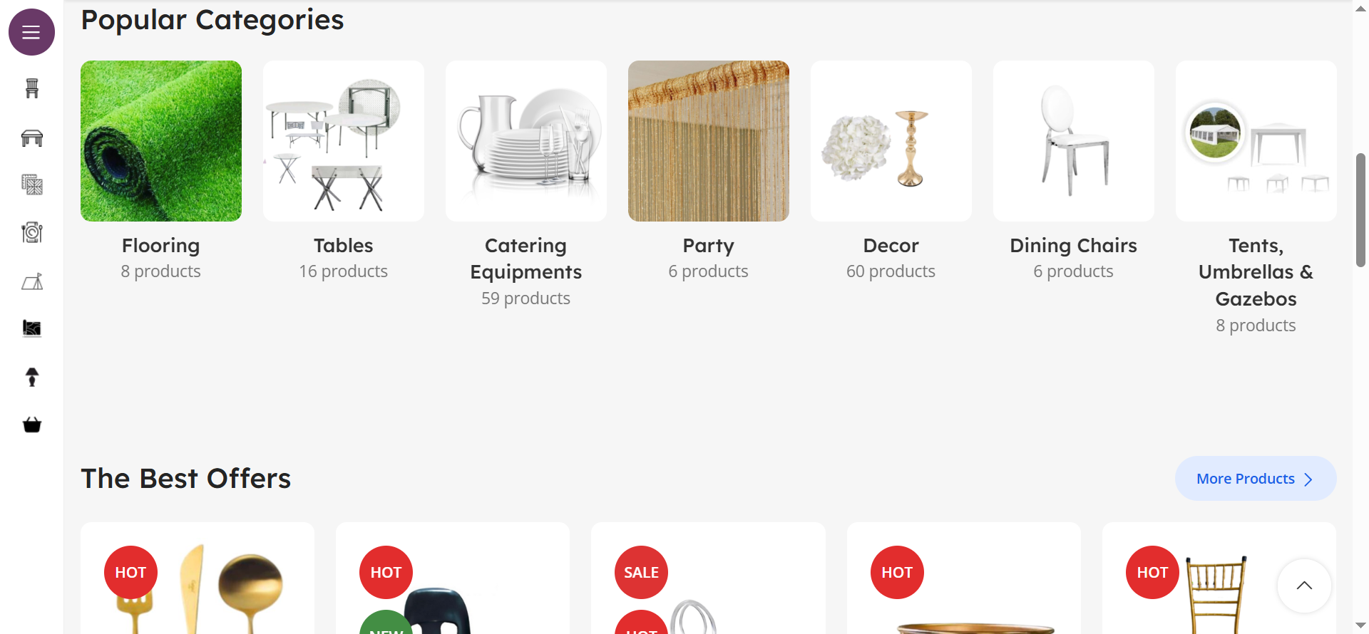 The category section provides structured access to different product groupings through the “All Categories” navigation feature.
