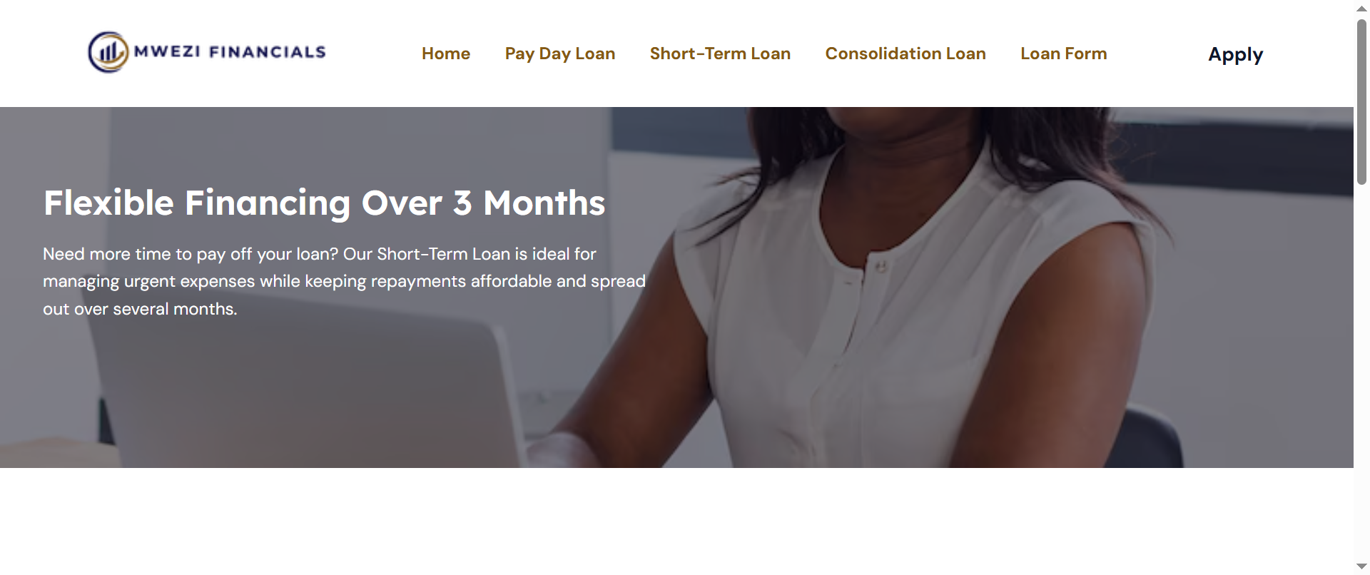 The short-term loan section forms part of the platform's financial service offering and can be accessed directly from the navigation menu.