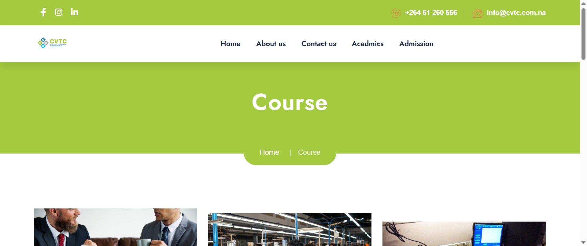 The academics section provides access to information relating to CVTC's academic offerings and learning pathways.