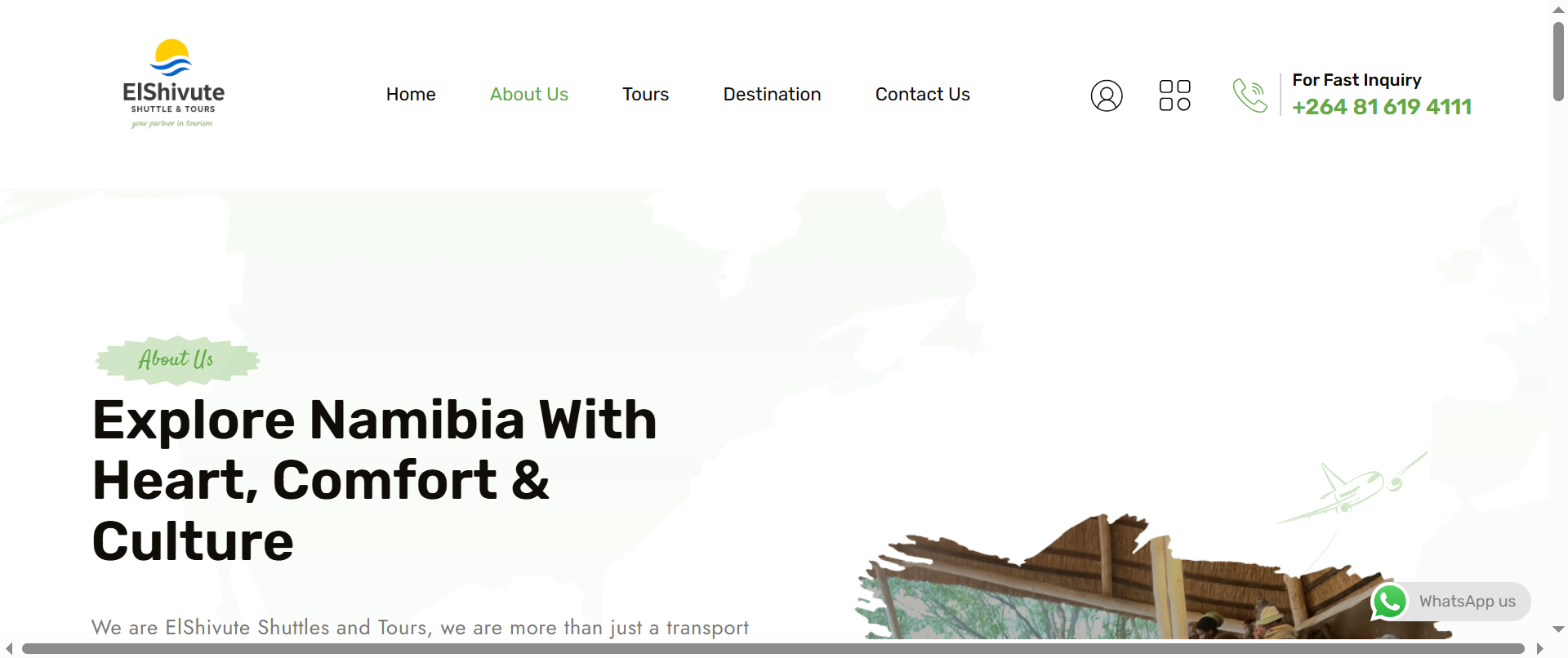 The about section provides visitors with information about ElShivute Shuttle & Tours and introduces the company’s presence within the tourism industry.